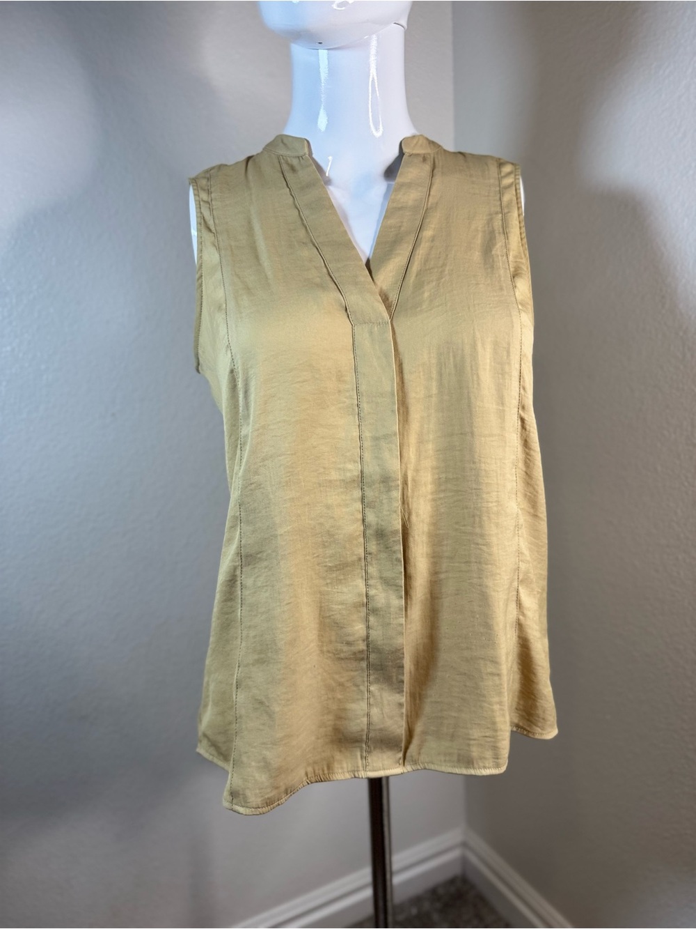 Banana Republic Sleeveless V-Neck Blouse in Golden Beige